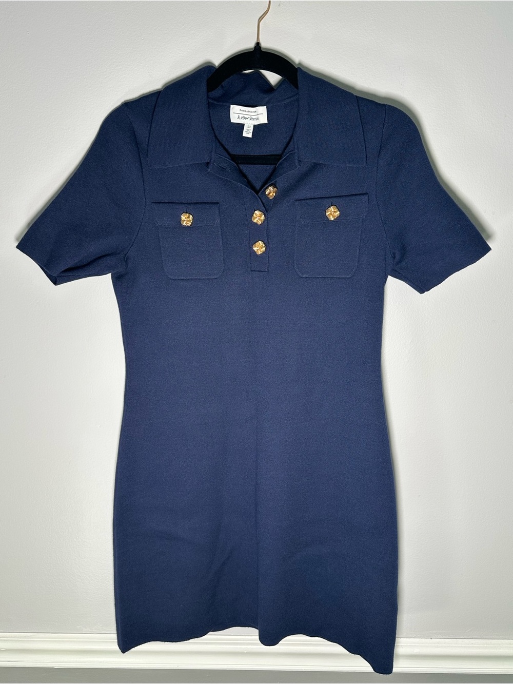 & Other Stories Navy Mini Polo Dress Small